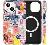 FBHGLOA Magnetic for iPhone 13/iPhone 14 6.1'' Vintage Ocean Summer Collage Phone Case, Compatible with MagSafe, Trendy Y2K Citrus Coastal Case for Woman Girls Dual-Layer Shockproof Protective Cover