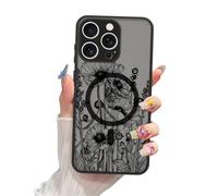 FBHGLOA Magnetic for iPhone 16 Pro Max 6.9'' Trendy Poppy Flower Phone Case, Compatible with MagSafe, Cute Floral Pattern Aesthetic Clear Case Shockproof Soft Slim TPU Protective Cover for Women Girls