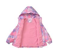 FBHLZ Kids Waterproof Raincoat Plus velvet Children Hooded Jacket Lightweight Portable Breathable camouflage Rainwear Pink Blue