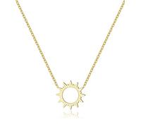 FBHSY - 18k Gold Plated Titanium Steel Cute Sun Flower Short Dainty Necklace Rose Gold Color Delicate Adjustable Choker