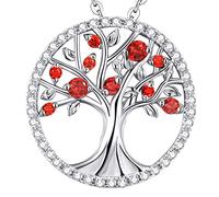 FBHSY Birthday Gifts for Her Tree of Life Necklace Women September October Birthstones Blue Sapphire Pink Tourmaline Jewelry Wife Mom Halo Pendant Necklace Sterling Silver