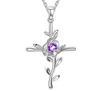 FBHSY Birthday Gifts for Women Love Rose Hope Leaves Necklace for Wife Mom 925 Sterling Silver September Birthstones Blue Sapphire Jewelry