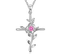 FBHSY Birthday Gifts for Women Love Rose Hope Leaves Necklace for Wife Mom 925 Sterling Silver September Birthstones Blue Sapphire Jewelry