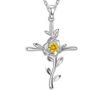 FBHSY Birthday Gifts for Women Love Rose Hope Leaves Necklace for Wife Mom 925 Sterling Silver September Birthstones Blue Sapphire Jewelry