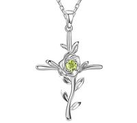 FBHSY Birthday Gifts for Women Love Rose Hope Leaves Necklace for Wife Mom 925 Sterling Silver September Birthstones Blue Sapphire Jewelry