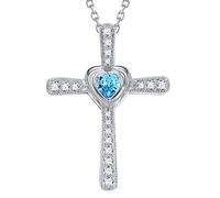 FBHSY Birthday Gifts for Women Love Rose Hope Leaves Necklace for Wife Mom 925 Sterling Silver September Birthstones Blue Sapphire Jewelry