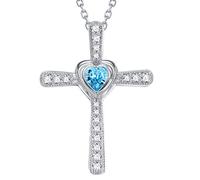 FBHSY Birthday Gifts for Women Love Rose Hope Leaves Necklace for Wife Mom 925 Sterling Silver September Birthstones Blue Sapphire Jewelry