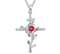 FBHSY Birthday Gifts for Women Love Rose Hope Leaves Necklace for Wife Mom 925 Sterling Silver September Birthstones Blue Sapphire Jewelry