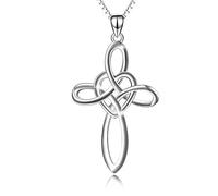 FBHSY Celtic Knot Cross Necklace Sterling Silver Infinity Love Heart Pendant Necklace