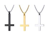 FBHSY Church of Satan Seal of Baphomet Satanic Goat of Mendes Goat Head Devil Pendant Leviathan Cross Lucifer Necklace,Inverted Pentagram Amulet Jewelry, Stainless Steel Metal, Lava Stone