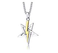 FBHSY Church of Satan Seal of Baphomet Satanic Goat of Mendes Goat Head Devil Pendant Leviathan Cross Lucifer Necklace,Inverted Pentagram Amulet Jewelry, Leather Tungsten Stainless Steel, Lava Stone