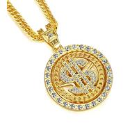 FBHSY Costume Gold Chain for Men Spinner Dollar Sign Necklaces 36 Inches