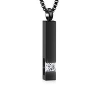 FBHSY Crystal Cremation Urn Jewelry Cube Memorial Ashes Necklace Pendant Keepsake- Black Birthstone Series