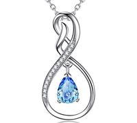 FBHSY Her Forever Love Infinity Jewelry Birthday Gifts for Wife Mom September October Birthstones Blue Sapphire Pink Tourmaline Jewelry for Women, Sterling Silver Fine Jewelry