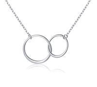 FBHSY S925 Sterling Silver Two Interlocking Infinity Circles Pendant Necklace,Rolo Chain,18+2 inches