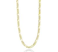 FBHSY Solid 18K Gold Over Sterling Silver Italian 5mm Diamond-Cut Figaro Link Chain Necklace for Women Men, 16, 18, 20, 22, 24, 26, 30 Inch 925 Made in Italy