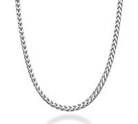 FBHSY Solid 925 Sterling Silver Italian 2.5mm Diamond-Cut Braided Square Box Link Chain Necklace Bracelet for Men Women 7, 8, 16, 18, 20, 22, 24, 26, 30 Inch Made in Italy