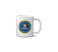 FBI Department of Justice Mug - USA National Security Government Secret Federal Ceramic Handle Idea Heavy Duty Handle Dishwasher and Microwave Safe (White Handle)