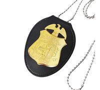 FBI Metal Badge with Leather Holder Roleplay Badges Leather Props Pretend Play Special Undercover Agent ID Holder Halloween Party Accessory