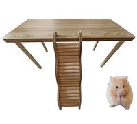 fbiisrhd Hamster Cage Platform by Wooden with Stairs, Hamster Bridge, Guinea Pig Ramp, Hamster Ladder, Gerbil Mouse Chinchilla Syrian Dwarf Hamster Cage Accessories and Decor Furniture