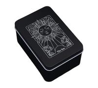 Fbinys Moon Sun Printed Storage Box Metal Tarot Holder, Decorative Tarot Card Case