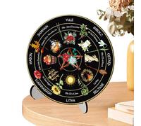 Fbinys Year Wheel Calendar, Calendar Wheel, Calendar Table Decoration, Heavenly Sign - Handmade Vintage Wooden Sign with Stand for Beginners, Business, Tabletop, Restaurant