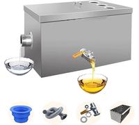FBJAMZ Commercial Grease Interceptor, Stainless Steel Under Sink Grease Trap,for Restaurant and Canteen Waste Water Management (2 water intake)