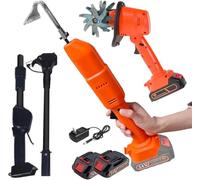 FBJAMZ Electric Mini Digging Hoe,Electric Garden Rotavator,With 2 Batteries & Telescopic Pole,For Cutting Grass,Soil Preparation,Weeding