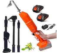 FBJAMZ Electric Weeder Cultivator Hoe,Rechargeable Lithium Battery & Telescopic Pole,Gardening Tool for Loosening Soil and Weeding (2 Batteries)