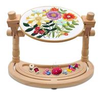 FBJAMZ Embroidery Frames Stands, Adjustable Rotated Cross Stitch Embroidery Hoop Stand,Rotation Natural Beech Wood Embroidery Kits
