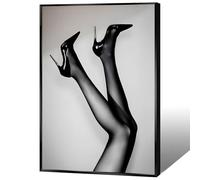 FBKDVC Funky Black And Whiter High Heels Canvas Wall Art Sexy Female Legs Black And White Poster Retro Luxury Feminist Aesthetic Prints Painting For Bedroom Apartment Wall Decor 12x16in Unframed