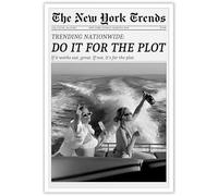 FBKDVC Funky Girl Aesthetic Preppy Poster Trendy Black And White Newspaper Print Do It For The Plot Hot Girls Canvas Wall Art Vintage Times Magazine Print For Bar Cart Girly Dorm 8x12in Unframed