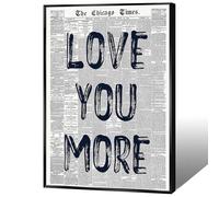 FBKDVC Retro Black And White Newspaper Canvas Wall Art Trendy Blue Quote Love You More Posters Minimalist Preppy Room Aesthetic Prints For Home Bedroom Dorm Apartment Wall Decor 12x16in Unframed
