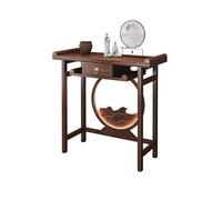 FBNMG Chinese Style Bamboo Console Table, Narrow Entrance Table with Sensor Light, Zen Display Stand for Living Room Hallway Entryway Behind Couch(Width 31.50"(80CM), A)