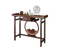 FBNMG Chinese Style Bamboo Console Table, Narrow Entrance Table with Sensor Light, Zen Display Stand for Living Room Hallway Entryway Behind Couch(Width 39.37"(100CM), A)