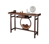 FBNMG Chinese Style Bamboo Console Table, Narrow Entrance Table with Sensor Light, Zen Display Stand for Living Room Hallway Entryway Behind Couch(Width 47.24"(120CM), A)