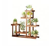 FBNMG Lightweight Multi-Tier Wooden Plant Stand, Plant Display Rack with Optional Wheels, Mobile Flower Pot Shelf, Indoor & Outdoor Use for Patio Balcony Garden Corner(Small, Non-wheeled)
