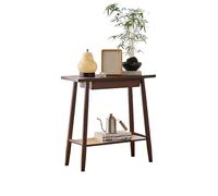 FBNMG Minimalist Wabi-Sabi Console Table, Bamboo Rattan 2-Tier Sofa Table with Drawer, Compact Hallway Table & Display Stand for Living Room Entryway Balcony Sofa Side Study