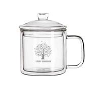 FbqLhe1ahh 14.2Oz Clear Borosilicate Glass Cup with Lid and Handle Juice