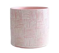 FbqLhe1ahh Garden Plant Pots Simple Curve Pattern Round Straight Flower Ceramic Floor Indoor Large Planters Bottom with Drainage Holes Breathable Planter(Pink,Small)