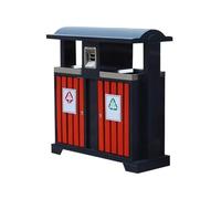 FbqLhe1ahh Outdoor Waste Container Rubbish Bin Double-barrel Outdoor Metal Garbage Can Patio