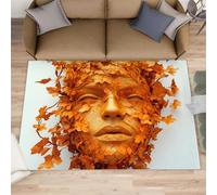 FBRUIEG Abstract Area Rug, Leaf Portrait Rug & Home Decor, Human Face Rugs for Living Room, Washable Rugs for Bedroom, Non Slip Low Pile Floor Mats - 140x200 cm