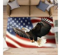 FBRUIEG Bald Eagle Rugs for Living Room, American Flag Bedroom Rug, Home Decor Area Rug for Dining Room Farmhouse Floor Mat 70x140cm