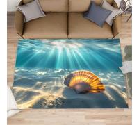 FBRUIEG Beach Area Rug, Undersea Scenery Rugs for Living Room, Shells Bedroom Rug, Machine Washable Rugs for Sofa Kitchen Dining, Non-Slip Home Decor Carpet - 100x150 cm