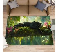 FBRUIEG Cheetah Rugs for Boys Room, Black Cheetah Area Rugs for Bedroom, Forest Rug & Home Decor, Low Pile Non Slip Carpet for Computer Game Room Dormitory - 100x150 cm