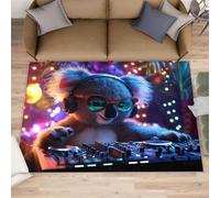 FBRUIEG DJ Rugs for Living Room, Koala Rug, Rock Music Rugs for Bedroom, Non Slip Washable Area Rug, Low Pile Carpet for Hardwood Floors - 120x170 cm