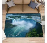 FBRUIEG Fall Rugs for Living Room, Natural Landscape Rug, Waterfall Rugs for Bedroom, Non Slip Washable Area Rug, Low Pile Carpet for Hardwood Floors - 140x200 cm