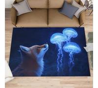 FBRUIEG Fox Rugs for Bedroom, Jellyfish Rug, Animal Area Rug, Home Decor Rugs for Living Room, Non-Slip Machine Washable Carpet - 60x110 cm