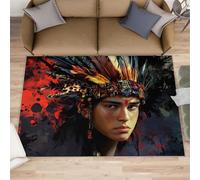 FBRUIEG Indians Area Rug, Native Americans Home Decor Rugs, Non Slip Living Room Rug for Bedroom Study Office Floor Mat 50x80cm