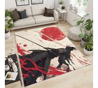 FBRUIEG Japanese Rugs for Bedroom - Japanese Rug, Samurai Area Rug, Samurai Rugs for Living Room, Game Carpet - Kids Home Decor Gift for Boy 50x80cm
